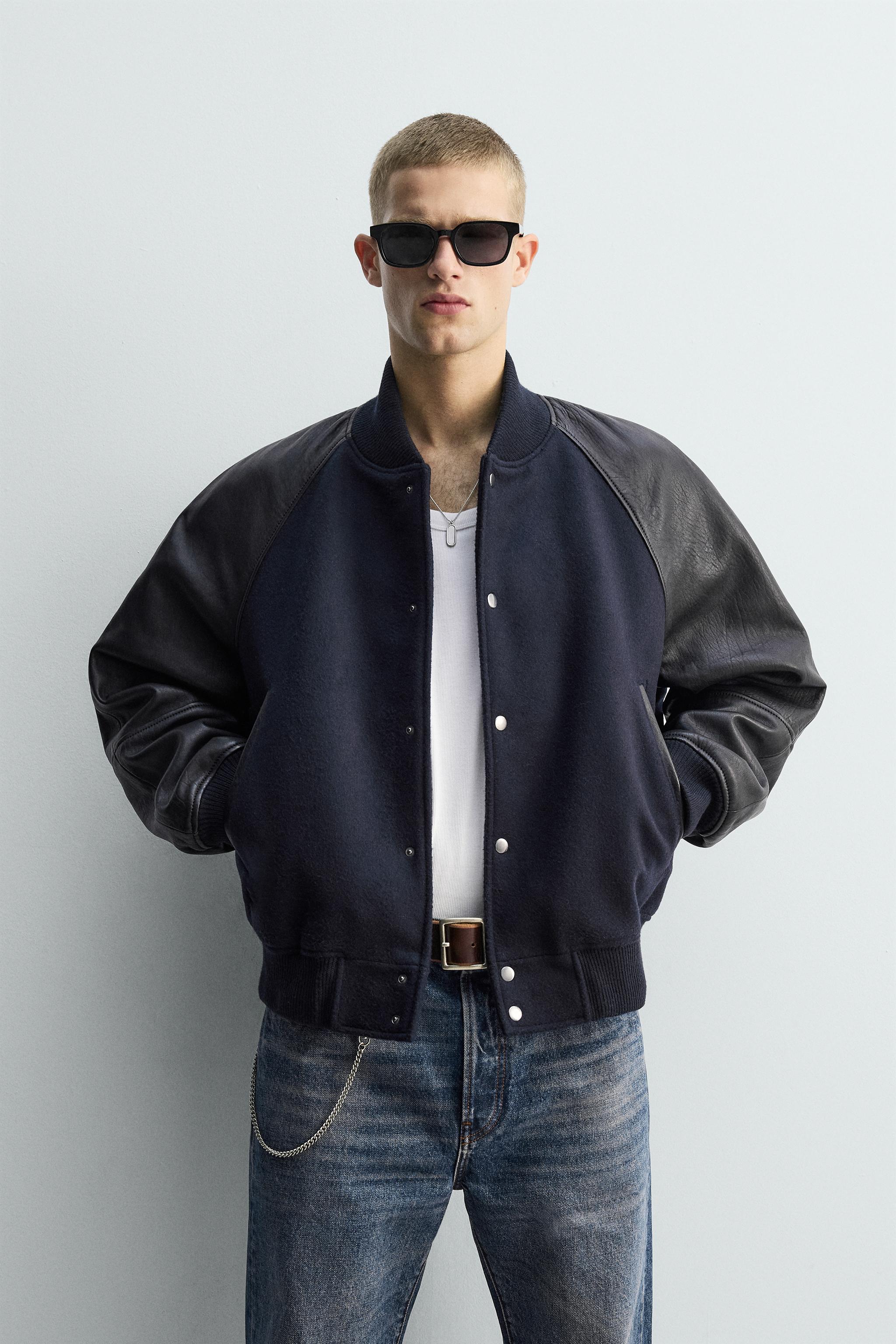 BLOUSON BOMBER EN CUIR ET TISSU ÉDITION LIMITÉE